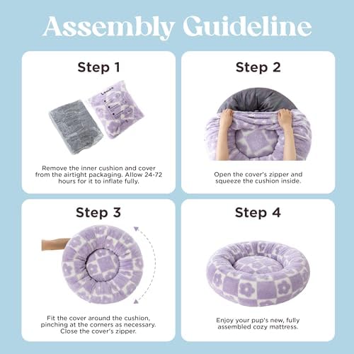 LE SURE Shown on TV Jacquard Donut Cat Beds Indoor, Flower Checks 20x20x6in - Image 6