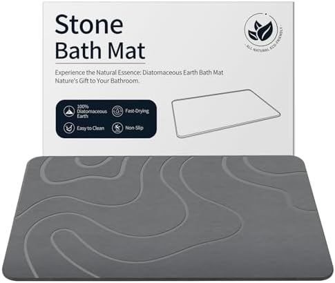 Stone Bath Mat for Bathroom, Diatomaceous Earth Shower Mat, Quick Dry by ZIKIBL