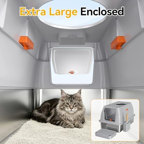 XL Enclosed Stainless Steel Litter Box - Image 6