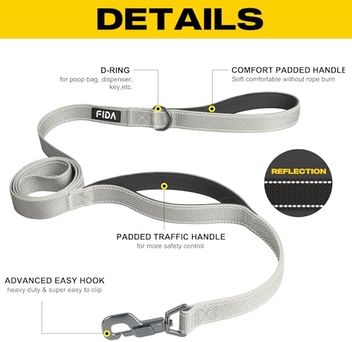 Fida Heavy Duty Dog Leash for Medium Large Dogs, 6 FT, Dual Padded Handles - Image 2