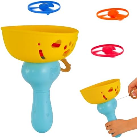 Outdoor Flying Disc Launcher Toys Set Pull-String Launchers Flying Toys Summer by Qiuyanbo