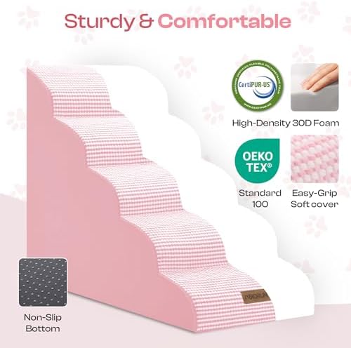 Miorun Dog Stairs for High Beds, 24.5" Foam Pet Ramp Step for Small Dogs - Image 2
