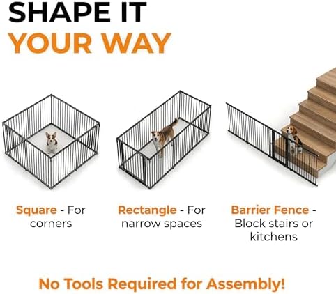 32 Inch Dog Playpen, 8-Panel Metal Pet Exercise Pen - Image 6