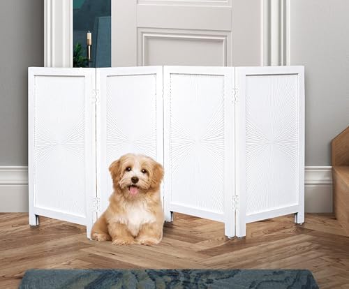 Wooden Dog Gate 56x28, 4 Panel Foldable Pet Gate, Indoor Safety Gate - Image 3