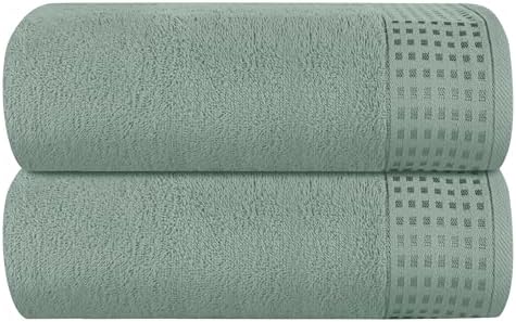 GLAMBURG 100% Cotton Oversized 2 Pack Bath Sheets 35x70, Ultra Soft Highly by GLAMBURG