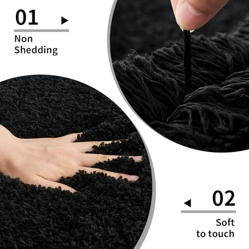 Disolla Black Bathroom Rugs 24x48, Non-Slip Plush Thick Bath Mat - Image 4