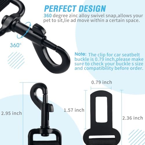 COOYOO Dog Seat Belt, Durability Retractable Dog Car Harness Adjustable Dog - Image 5