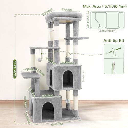 Globlazer Heavy Duty Cat Trees for Big Cats Maine Coon, Light Grey - Image 5