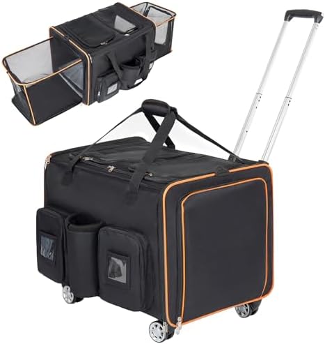 2 in 1 Large Cat Carrier for 2 Cats, Rolling Pet Carrier by Anwick