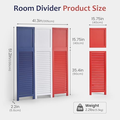 3 Panel Room Divider, Folding Wood Privacy Screen - Image 6