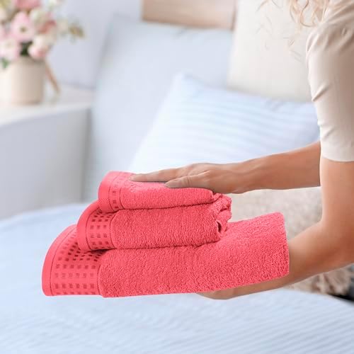 GLAMBURG Ultra Soft 3 Pack Cotton Towel Set, Contains a Bath Towel 28x55 inch - Image 4