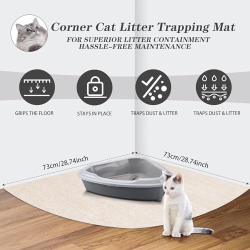 Tinideya 2 Pcs Corner Cat Litter Mat Waterproof Litter Box Mat - Image 2