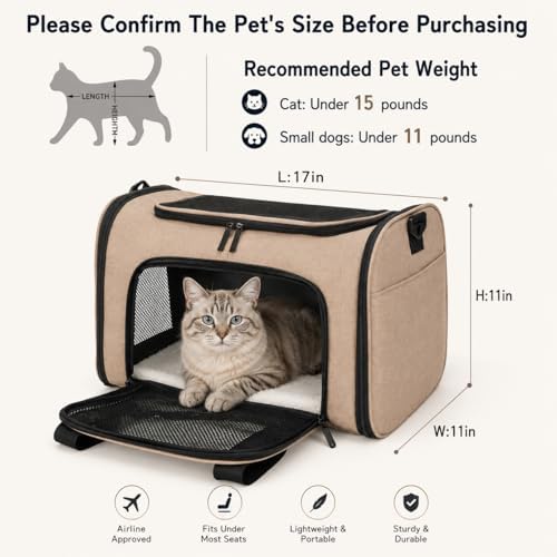 Pet Carrier for Cats and Dogs Up to 15 lb, Desert Yellow - Image 3