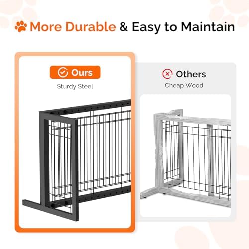 Bonnlo Free Standing Dog Gate, Metal Adjustable Pet Fence Indoor, Christmas - Image 3
