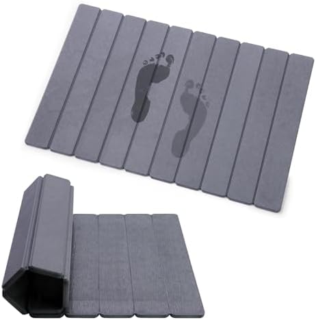 Foldable Stone Bath Mat, Quick-Drying Diatomite Bath Mat by zmnklry