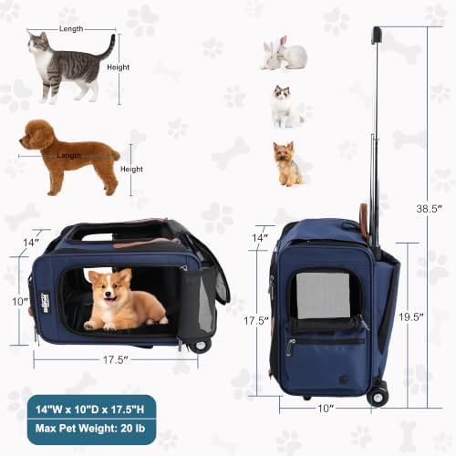 EliteField Deluxe Rolling Backpack Dog & Cat Carrier - Image 4