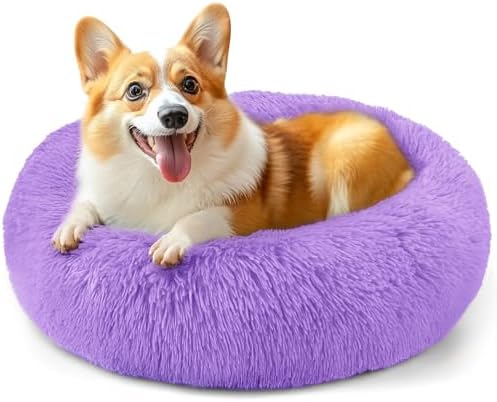 28in Large Dog Bed, Calming Donut Bed by Hoewina
