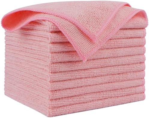 AIDEA Microfiber Cleaning Cloth Pink 10PK, Microfiber Towels 12×12" by AIDEAHOME