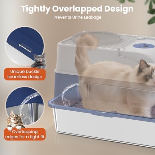 Enclosed Cat Litter Box, XL Stainless Steel Litter Box - Image 6