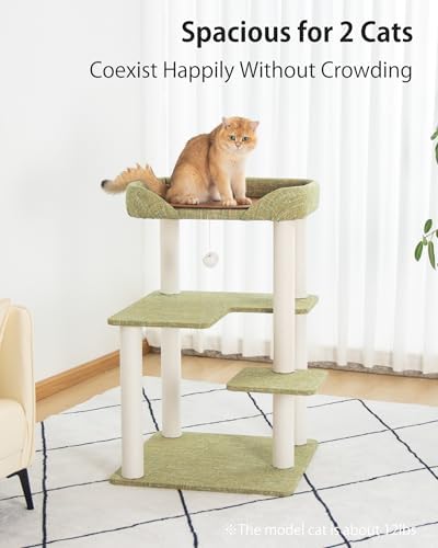 37.5" Cat Tree Tower for Large & Senior Cats, Low-Step Design - Image 5
