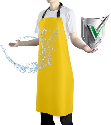 Waterproof Apron with Comfortable Adjustable Bib Rubber Vinyl Dishwasher Heavy by Vammcht
