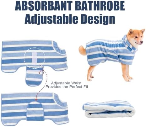 Fast‑Drying Dog Bathrobe, Absorbent Striped Pet Towel - Image 4