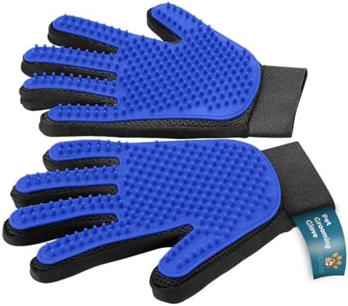 Pet Grooming Gloves – Efficient Dog & Cat Grooming Gloves 2-in-1 Deshedding by Tailio