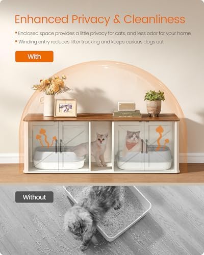 Feandrea Double Cat Litter Box Enclosure, Furniture Hidden - Image 6