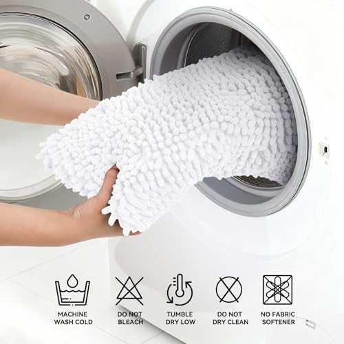 Bcoimo Bath Rug Mat, Chenille Extra Soft White Bathroom Floor Shower Tub Mat - Image 5