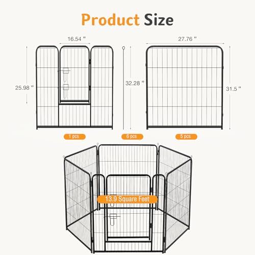 NEWBULIG Dog Playpen Indoor 6 Panels 32 Inch, Metal Outdoor Dog Fence Pen - Image 5