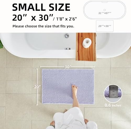 TYUU Waffle Bath Mat, Cute Bathroom Rugs Non Slip, 30x20 Lavender Cream - Image 2