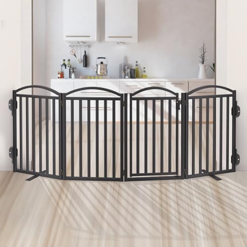 Malier Metal Freestanding Dog Gates, Outdoor Indoor Dog Fences, Extra Wide by Malier
