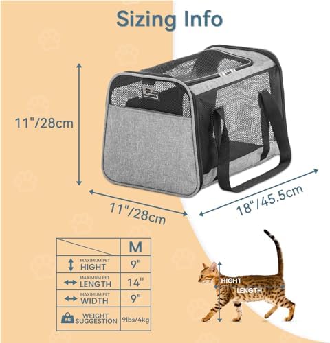 Petsfit Cat Carrier Dog Carriers Airline Approved, 3 Carrying Ways, Lightweight - Image 2