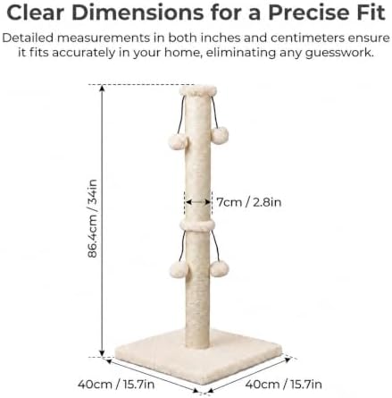 Dimaka 34'' Cat Scratching Post, Cat Scratching Post, Cat Scratcher - Image 2