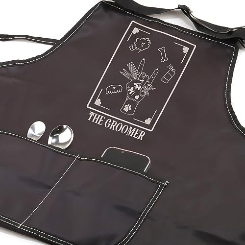 JXGZSO Pet Grooming Apron Dog Groomer Apron The Groomer Sign Apron Dog Stylist - Image 3