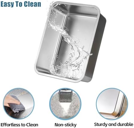 Stainless Steel Cat Litter Box, Metal High Sided Kitty Large Litter Box Pan - Image 3
