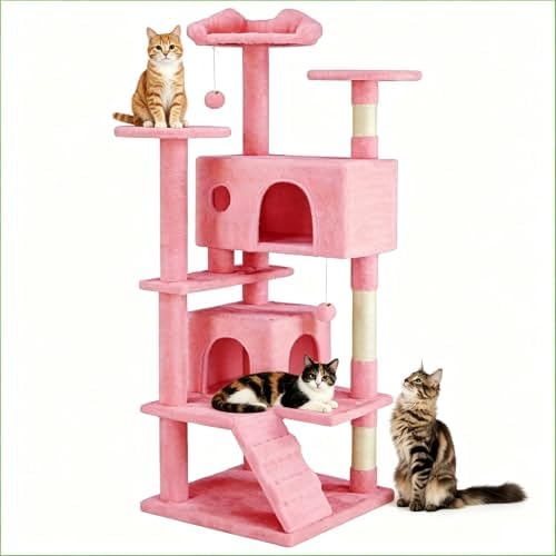 54 Inch Cat Tree Tower with Sisal Scratching Post by Aidoly