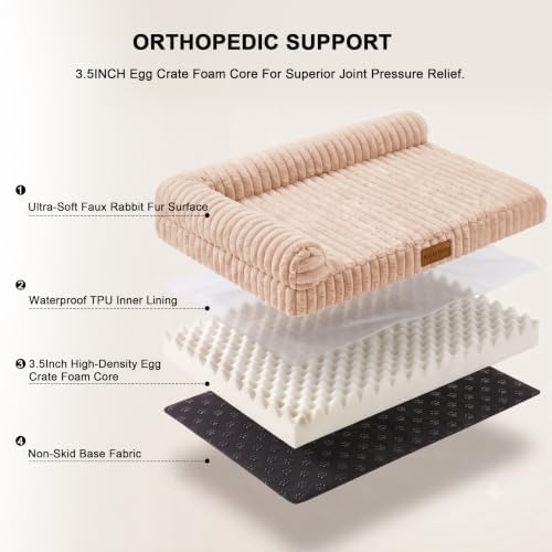 Orthopedic Medium Dog Bed Furry Pet Bed, Washable Cover 30''X20'' - Image 6