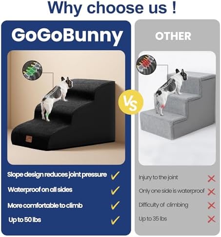GoGoBunny Ramp Dog Stairs for High Beds 22.6" H, 5-Step Dog Slope Stairs - Image 4