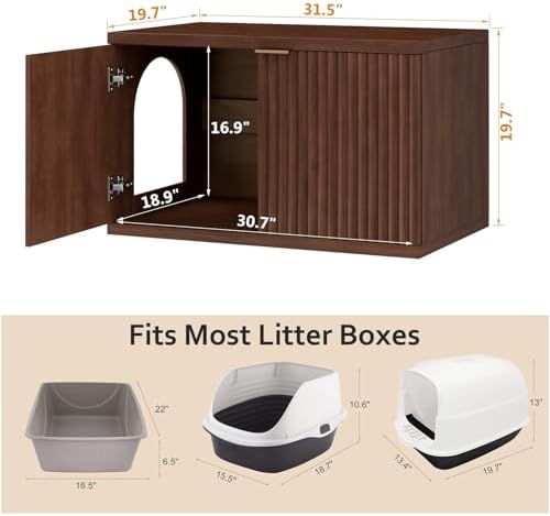 Homhedy Cat Litter Box Enclosure, Modern Fluted Accent - Image 3