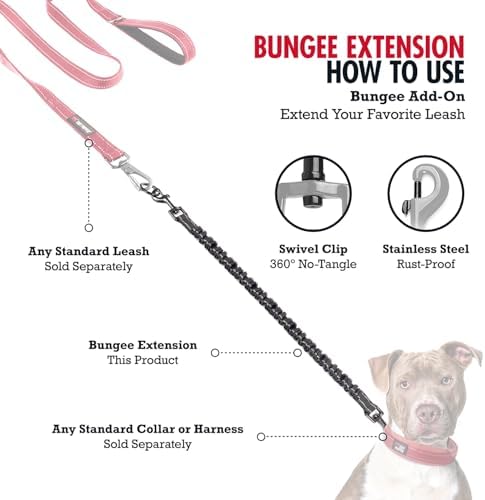 Add-On Accessory Large Size Bungee Leash Extension | Extends Hands Free Leashes - Image 4