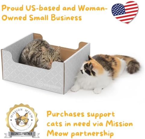 Hide & Scratch Cardboard Cat Scratcher Box & Bed Light Grey Diamond Pad - Image 4