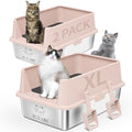2PACK Stainless Steel Cat Litter Box by ICYAIR