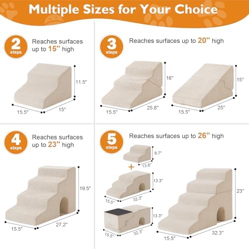 Ahpmeoa Dog Stairs for Bed 19.5’’ H, 4-Step Dog Steps for High Bed - Image 2