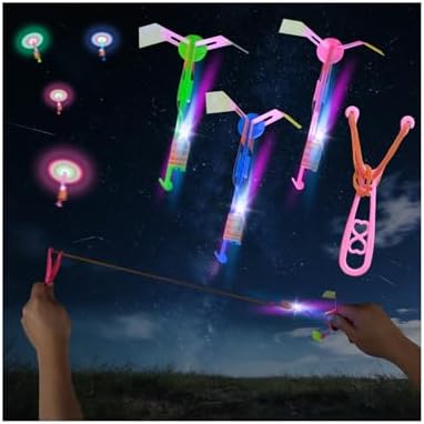 SCIONE 24 Sets LED Flying Set, 24 Slingshot+24 Glow Helicopter-48 Pcs, Flying - Image 2