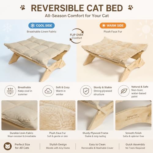 JSPYFITS Elevated Cat Bed Hammock, Raised Cat Bed - Image 6