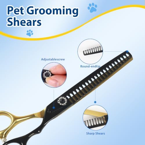 7" Dog Grooming Thinning Shears, 21 Teeth Chunker Shears - Image 6