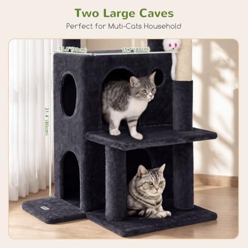 Globlazer Cat Tree Tower for Indoor Cats Large Adult, Dark Grey - Image 4