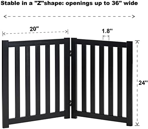 LZRS Wooden Free Standing Dog Gate 40" W x 24" H, Foldable Solid Hardwood Pet - Image 3