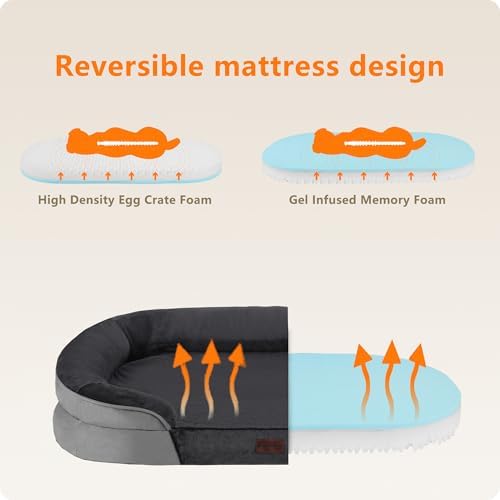 Dwanton Orthopedic Waterproof Medium Dog Bed Sofa, Gel Memory Foam - Image 3